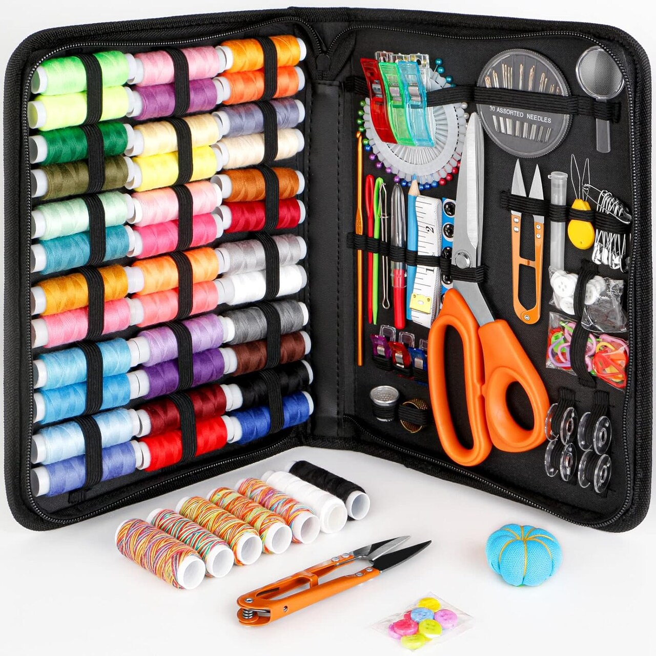 Sewing Kit for Adults – 43XL Thread, Needles & Scissors | Travel & Home Use